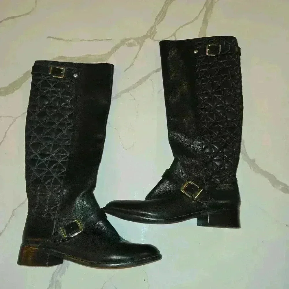 Antonio Melani Womens Tall Riding Boots Genuine Leather Black Size 7.5